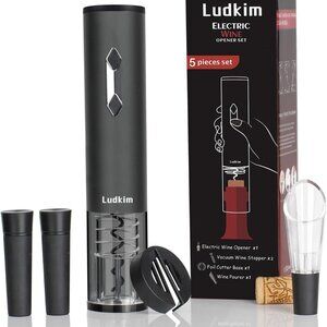 5-in-1 Electric Wine Opener Set with Foil Cutter, Aerator & Vacuum Stoppers